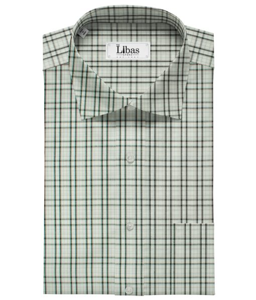 Arvind Men's Cotton Checks Unstitched Shirting Fabric (White)