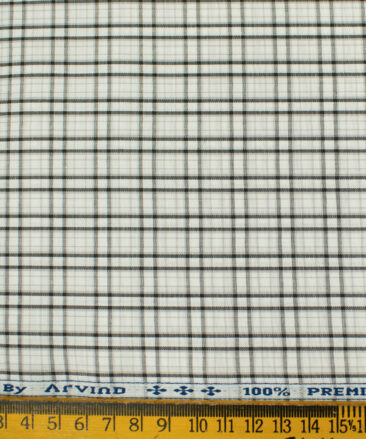 Arvind Men's Cotton Checks Unstitched Shirting Fabric (White)