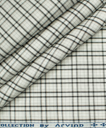 Arvind Men's Cotton Checks Unstitched Shirting Fabric (White)