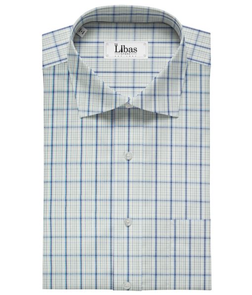 Arvind Men's Cotton Checks Unstitched Shirting Fabric (White)