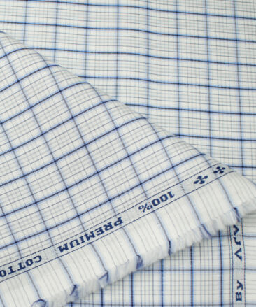 Arvind Men's Cotton Checks Unstitched Shirting Fabric (White)