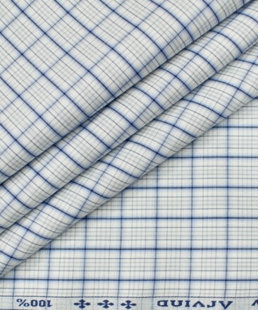 Arvind Men's Cotton Checks Unstitched Shirting Fabric (White)