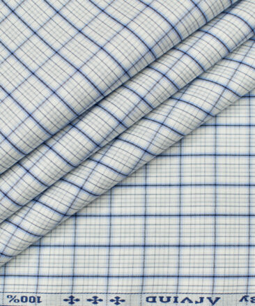 Arvind Men's Cotton Checks Unstitched Shirting Fabric (White)