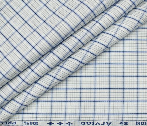 Arvind Men's Cotton Checks Unstitched Shirting Fabric (White)