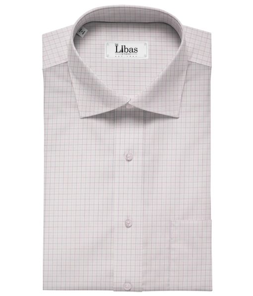 Arvind Men's Cotton Checks Unstitched Shirting Fabric (White)