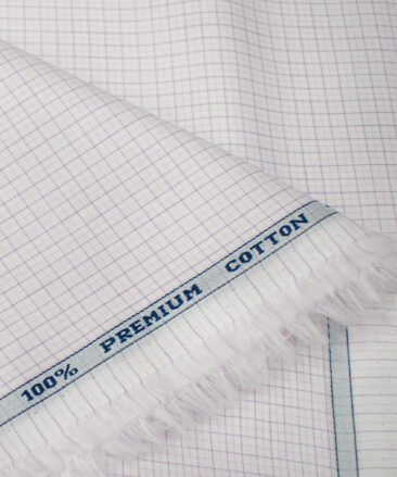 Arvind Men's Cotton Checks Unstitched Shirting Fabric (White)