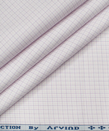 Arvind Men's Cotton Checks Unstitched Shirting Fabric (White)