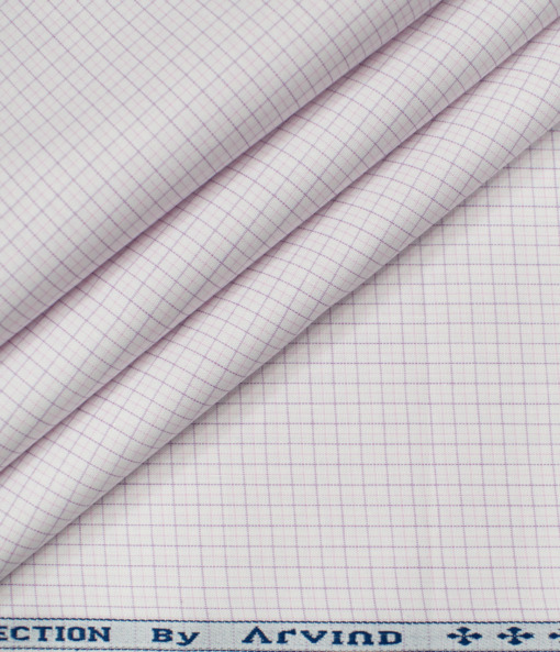 Arvind Men's Cotton Checks Unstitched Shirting Fabric (White)