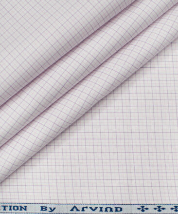 Arvind Men's Cotton Checks Unstitched Shirting Fabric (White)