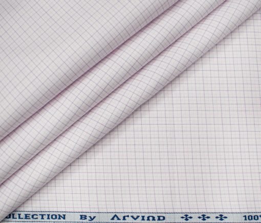 Arvind Men's Cotton Checks Unstitched Shirting Fabric (White)