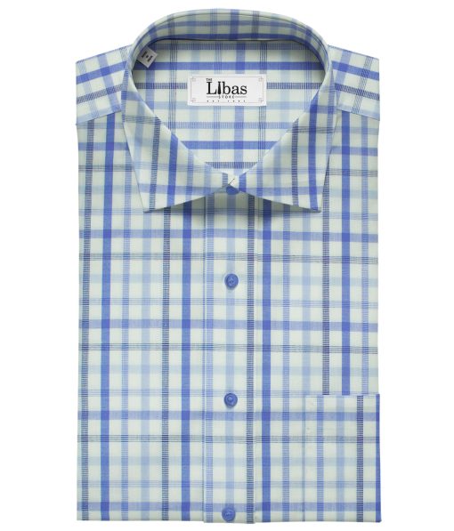 Arvind Men's Cotton Checks Unstitched Shirting Fabric (White)