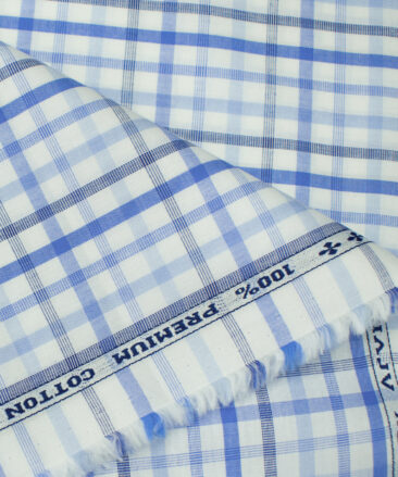 Arvind Men's Cotton Checks Unstitched Shirting Fabric (White)