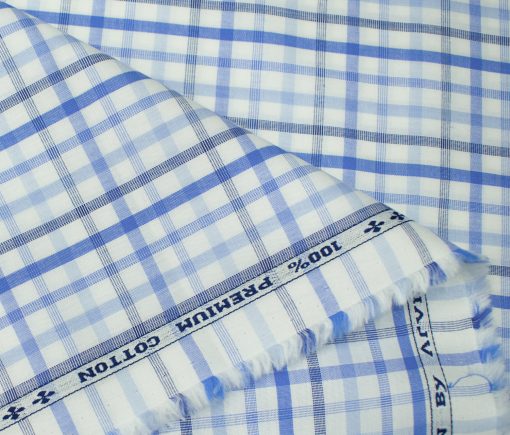 Arvind Men's Cotton Checks Unstitched Shirting Fabric (White)