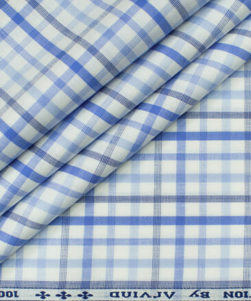 Arvind Men's Cotton Checks Unstitched Shirting Fabric (White)