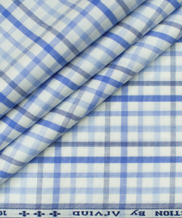 Arvind Men's Cotton Checks Unstitched Shirting Fabric (White)