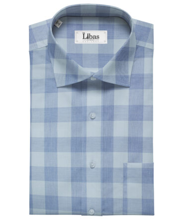 Birla Century Men's Cotton Checks Unstitched Shirting Fabric (Sky Blue )