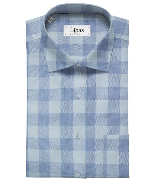 Birla Century Men's Cotton Checks Unstitched Shirting Fabric (Sky Blue )