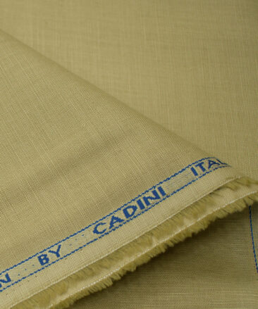 Cadini Men's Cotton Linen Solids 2.25 Meter Unstitched Shirting Fabric (Beige)