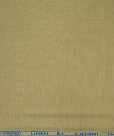 Cadini Men's Cotton Linen Solids 2.25 Meter Unstitched Shirting Fabric (Beige)