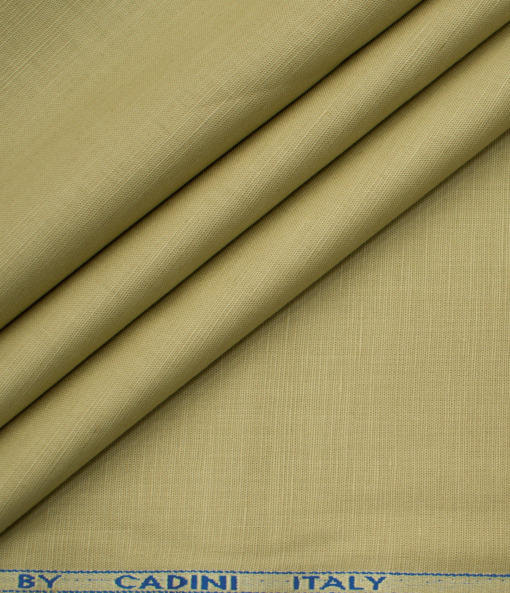 Cadini Men's Cotton Linen Solids 2.25 Meter Unstitched Shirting Fabric (Beige)