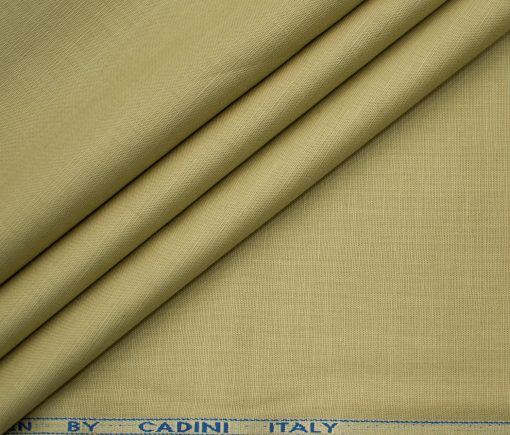 Cadini Men's Cotton Linen Solids 2.25 Meter Unstitched Shirting Fabric (Beige)