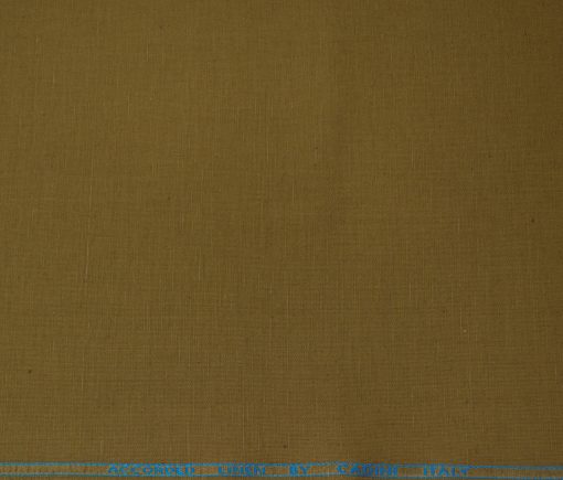 Cadini Men's Cotton Linen Solids 2.25 Meter Unstitched Shirting Fabric (Dark Peanut Brown )