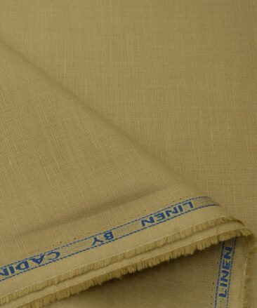 Cadini Men's Cotton Linen Solids 2.25 Meter Unstitched Shirting Fabric (Fawn Beige )