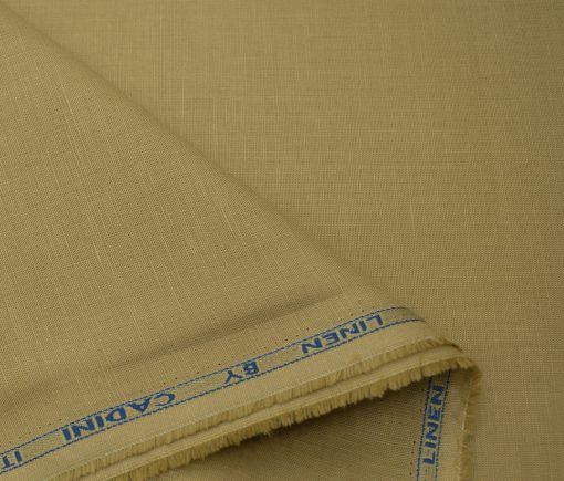 Cadini Men's Cotton Linen Solids 2.25 Meter Unstitched Shirting Fabric (Fawn Beige )