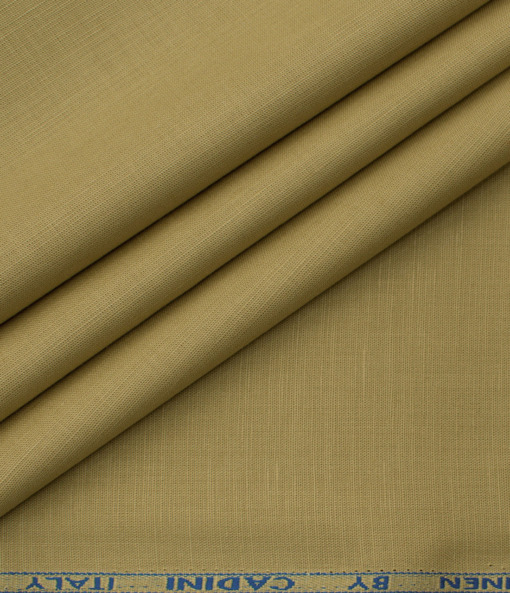 Cadini Men's Cotton Linen Solids 2.25 Meter Unstitched Shirting Fabric (Fawn Beige )