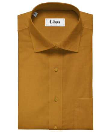 Cadini Men's Cotton Linen Solids 2.25 Meter Unstitched Shirting Fabric (Honey Orange)