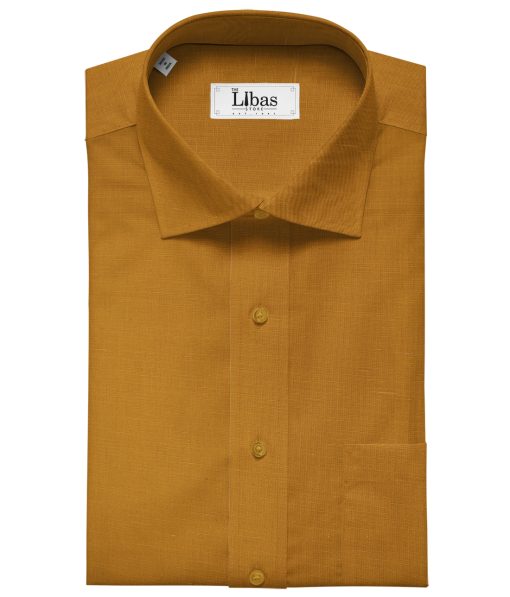 Cadini Men's Cotton Linen Solids 2.25 Meter Unstitched Shirting Fabric (Honey Orange)