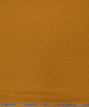 Cadini Men's Cotton Linen Solids 2.25 Meter Unstitched Shirting Fabric (Honey Orange)