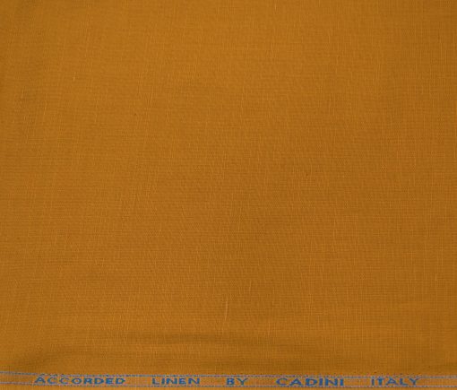 Cadini Men's Cotton Linen Solids 2.25 Meter Unstitched Shirting Fabric (Honey Orange)