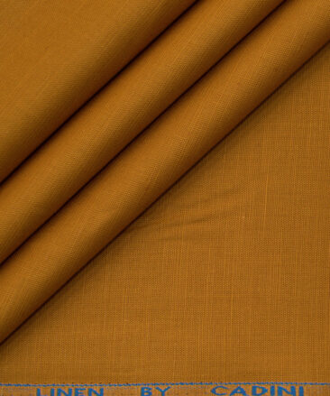 Cadini Men's Cotton Linen Solids 2.25 Meter Unstitched Shirting Fabric (Honey Orange)