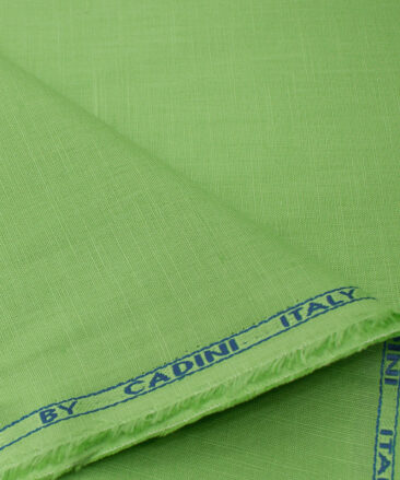 Cadini Men's Cotton Linen Solids 2.25 Meter Unstitched Shirting Fabric (Lime Green)