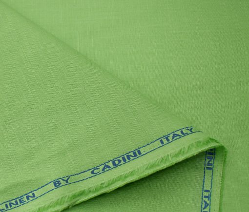 Cadini Men's Cotton Linen Solids 2.25 Meter Unstitched Shirting Fabric (Lime Green)