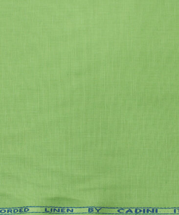 Cadini Men's Cotton Linen Solids 2.25 Meter Unstitched Shirting Fabric (Lime Green)