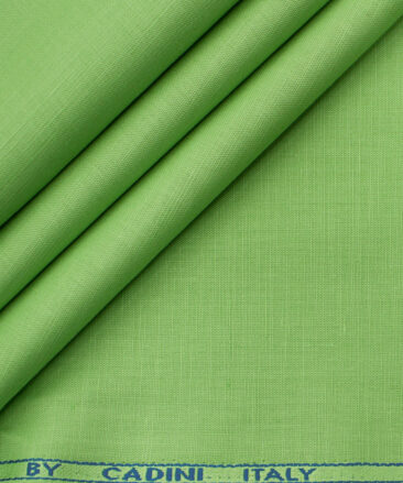 Cadini Men's Cotton Linen Solids 2.25 Meter Unstitched Shirting Fabric (Lime Green)