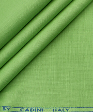 Cadini Men's Cotton Linen Solids 2.25 Meter Unstitched Shirting Fabric (Lime Green)