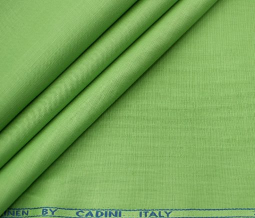 Cadini Men's Cotton Linen Solids 2.25 Meter Unstitched Shirting Fabric (Lime Green)