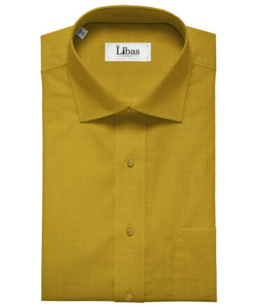 Cadini Men's Cotton Linen Solids 2.25 Meter Unstitched Shirting Fabric (Medallion Yellow)