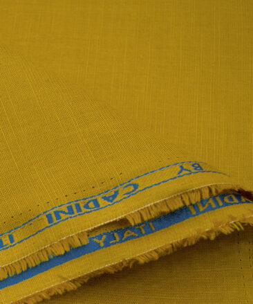 Cadini Men's Cotton Linen Solids 2.25 Meter Unstitched Shirting Fabric (Medallion Yellow)