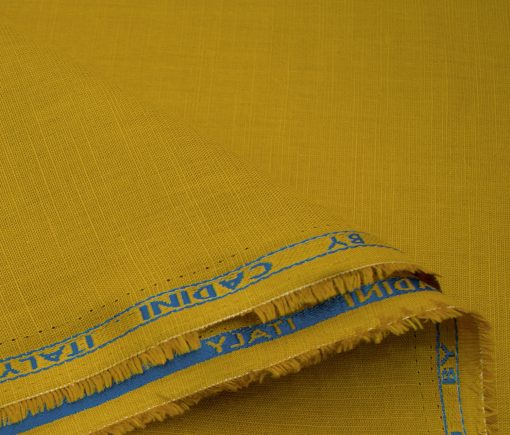 Cadini Men's Cotton Linen Solids 2.25 Meter Unstitched Shirting Fabric (Medallion Yellow)