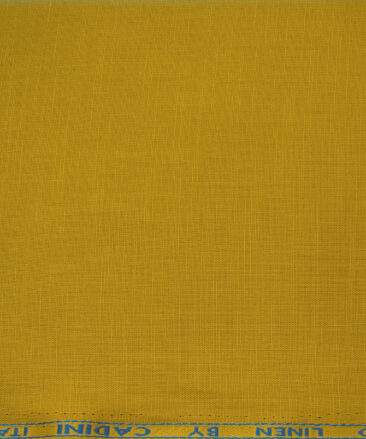 Cadini Men's Cotton Linen Solids 2.25 Meter Unstitched Shirting Fabric (Medallion Yellow)