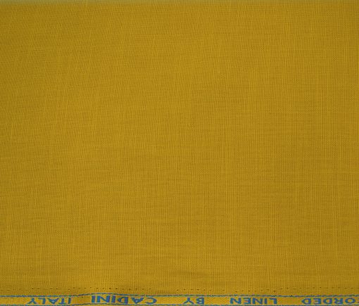 Cadini Men's Cotton Linen Solids 2.25 Meter Unstitched Shirting Fabric (Medallion Yellow)