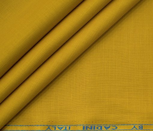 Cadini Men's Cotton Linen Solids 2.25 Meter Unstitched Shirting Fabric (Medallion Yellow)