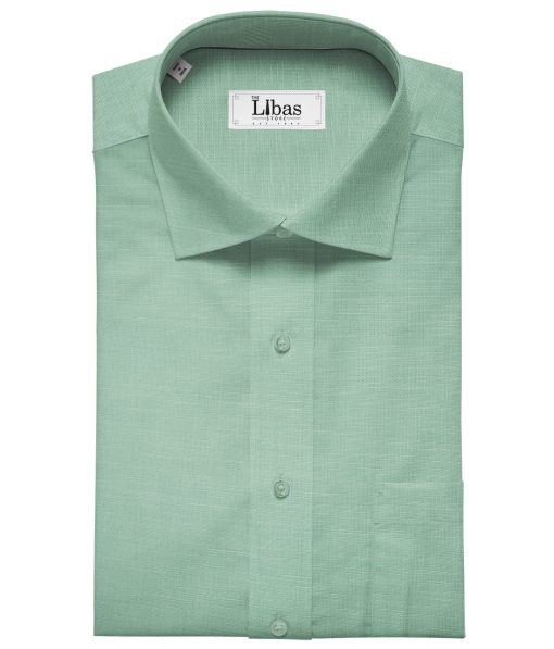 Cadini Men's Cotton Linen Solids 2.25 Meter Unstitched Shirting Fabric (Mint Green)