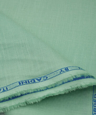 Cadini Men's Cotton Linen Solids 2.25 Meter Unstitched Shirting Fabric (Mint Green)