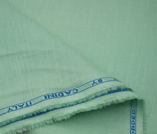 Cadini Men's Cotton Linen Solids 2.25 Meter Unstitched Shirting Fabric (Mint Green)