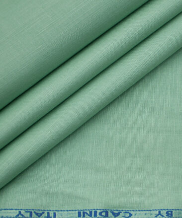 Cadini Men's Cotton Linen Solids 2.25 Meter Unstitched Shirting Fabric (Mint Green)